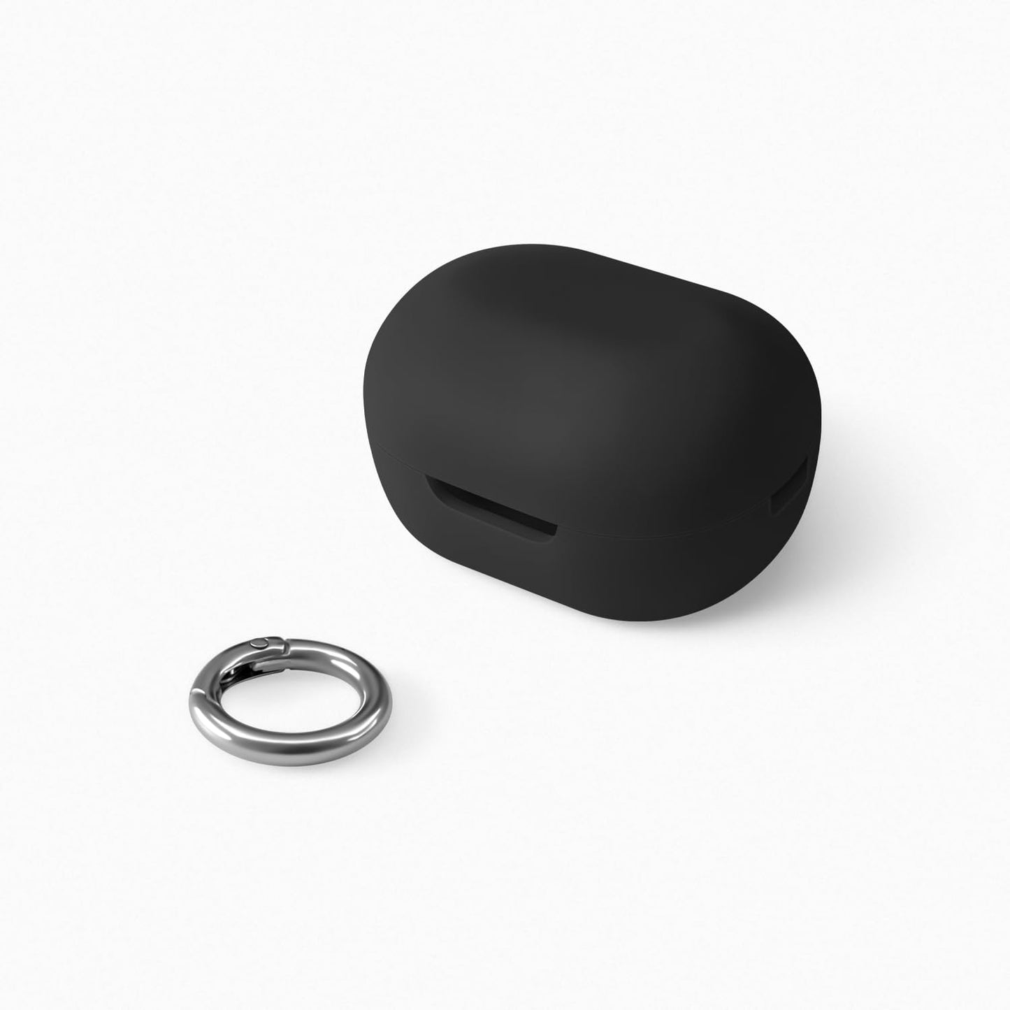 Geiomoo Silicone Case for JLab JBuds Mini True, Soft Flexible Scratch Resistant Cover with Carabiner (Black)