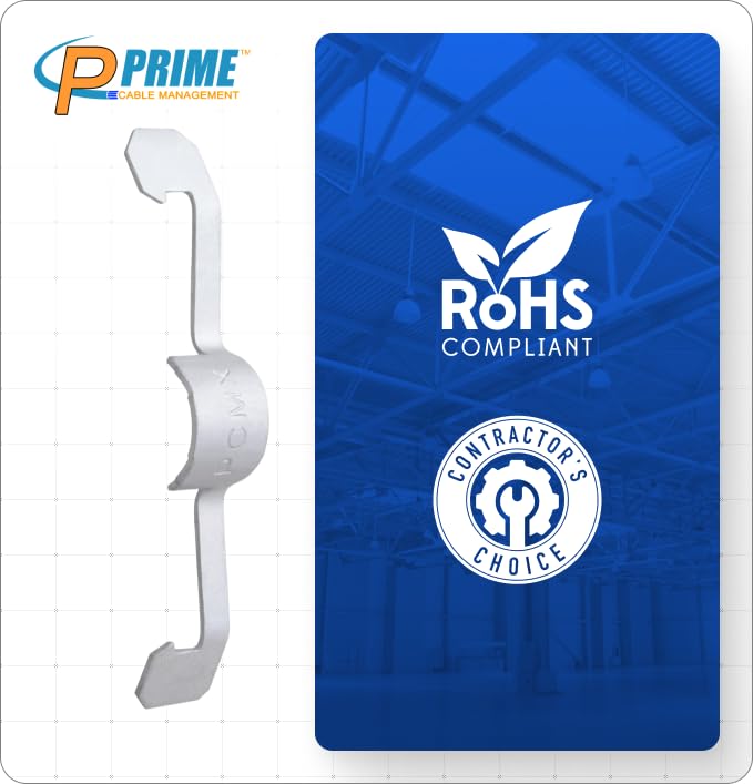 Prime Cable Management Conduit Cable Support Clip to Ceiling Wire, Threaded Rod & Flanges. Heavy Duty Spring Steel Clip 50 Pack
