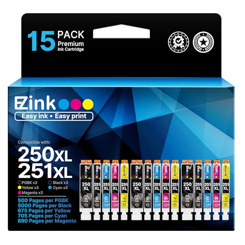 250XL 251XL Ink Cartridge for Canon PGI-250XL CLI-251XL for MX922 (15 Pack)