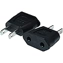 2 Pcs Black Socket Plug Adapter Europe EU Euro to US Travel Charger AC Power Converter