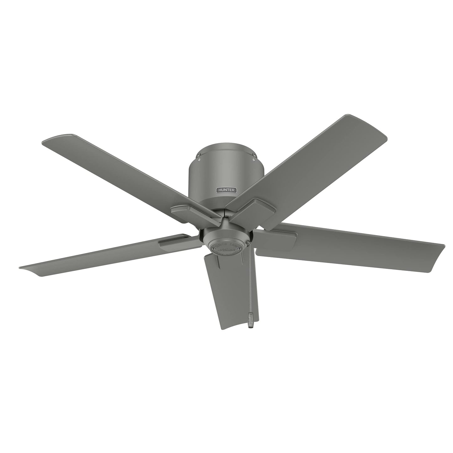 Hunter Fan 44 inch Ceiling Fan with Pull Chain and No Light, Outdoor or Indoor Matte Silver Ceiling Fan for Porch, Living Room, Office, Kitchen