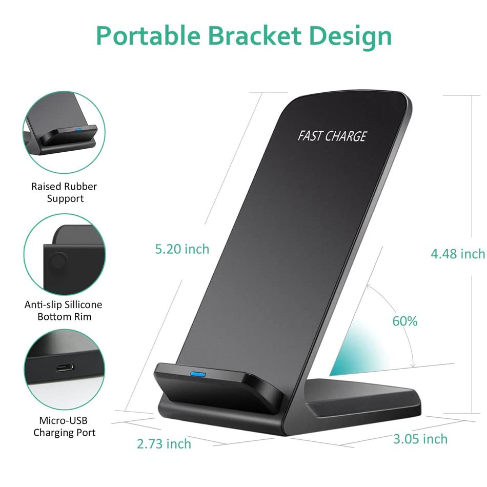 THE PERFECT PART 15W Fast Wireless Charging Stand | Qi Certified Charger Dock Station | Compatible with iPhone 14/13/12, 11/11 Pro Max/X/8, Samsung