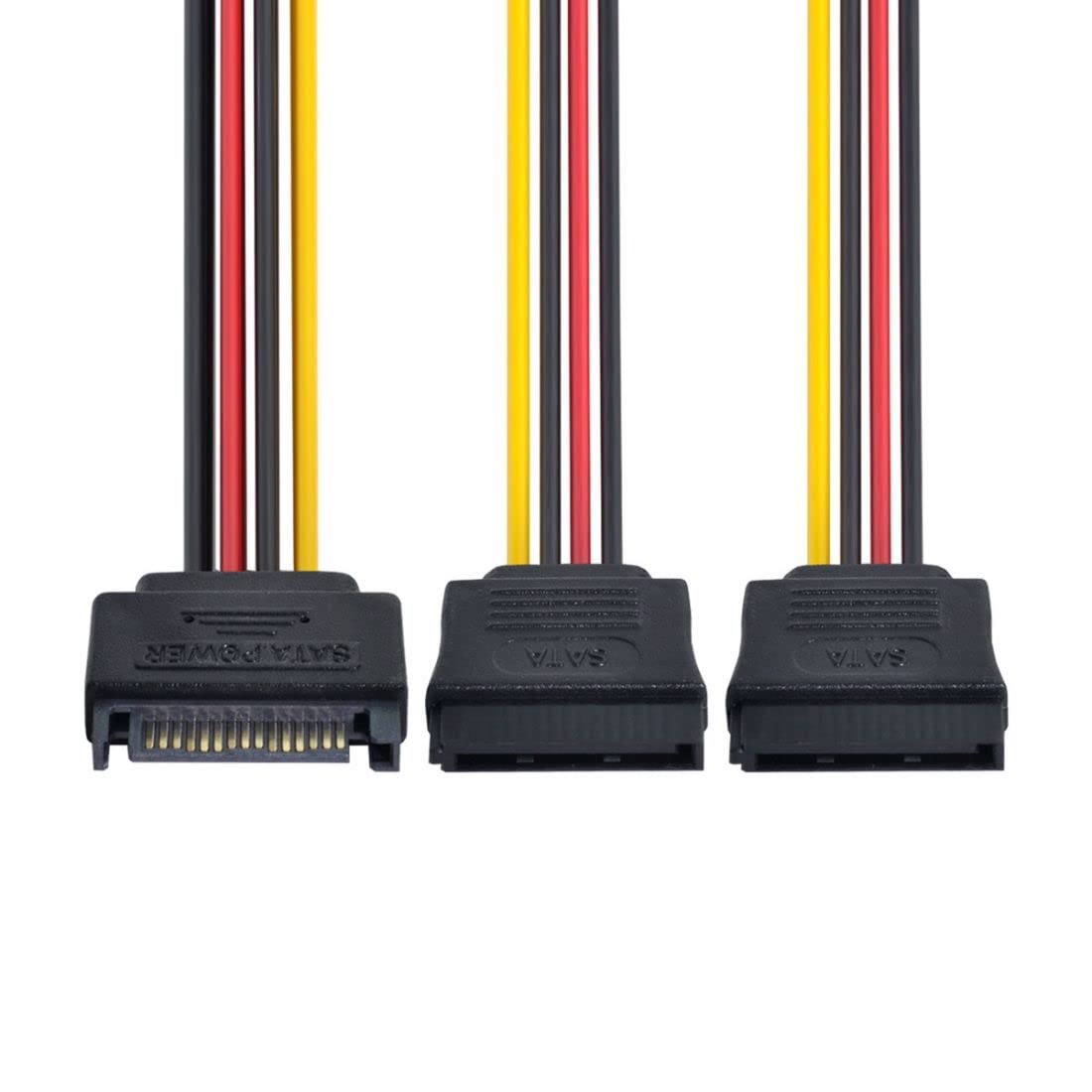 chenyang CY SATA Power Cable,SATA II Hard Disk 15Pin Male 1 to 2 Female Splitter Extension Power Cable for SSD HDD 5V 12V
