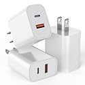 USB C Charger Block,3Pack 20W Dual Port USB C Wall Charger Plug Fast Charging Adapter USB A Quick Charging Brick Plug for iPhone Air/17 Pro Max/16E/16
