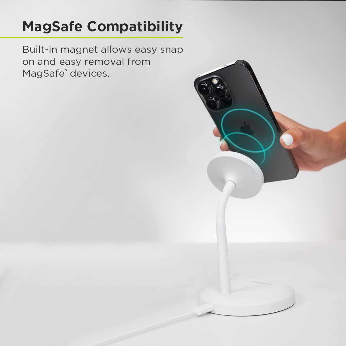 PureGear Duo Magnetic 2-in-1 Wireless Charging Stand, Qi2 Certified 20W 2-in-1 Charging Station, Desk Accessory, Fast Wireless Charging, for iPhone