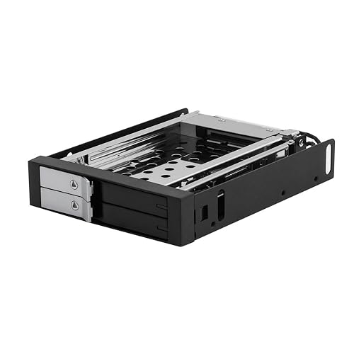 Kingwin Tray-Less Hot Swap Mobile Rack Cage for Dual 2.5" SSD/HDD. Hard Drive Backplane Enclosure, Supports SATA I/II/III & SAS I/II 6 Gbps