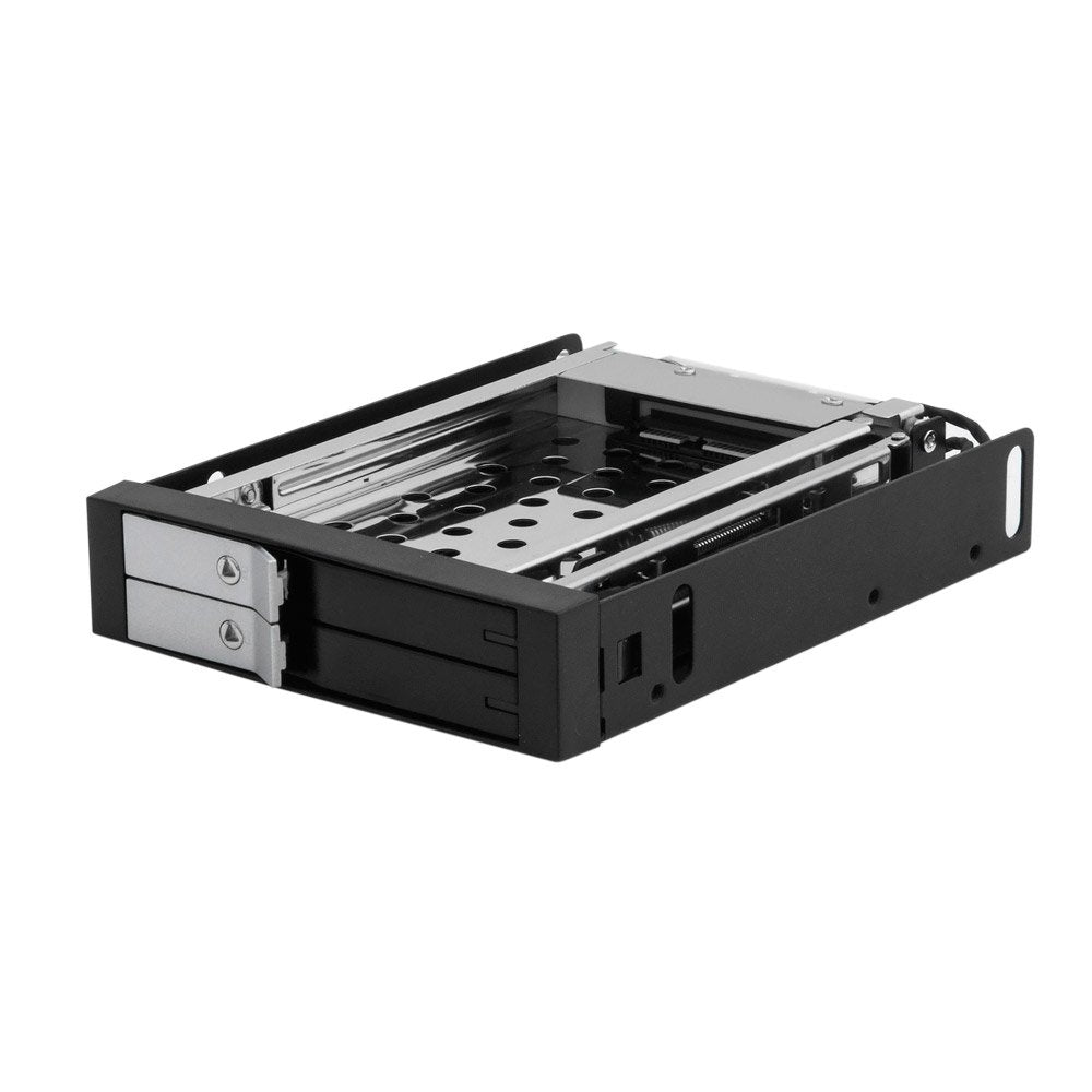 Kingwin Tray-Less Hot Swap Mobile Rack Cage for Dual 2.5" SSD/HDD. Hard Drive Backplane Enclosure, Supports SATA I/II/III & SAS I/II 6 Gbps