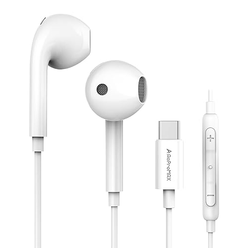 AaProMAX USB C Headphones for iPhone 16 Pro Earbuds Type C Wired Earphones with Mic & Remote Control HiFi Stereo for iPhone 16 Pro/PM/15, iPad Pro…