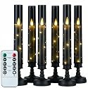 Prerish 6PCS Flameless Candles with Timer, Flickering Fake Electric LED Candles for Romantic Ambiance, Battery Operated Candles, Centerpiece Table