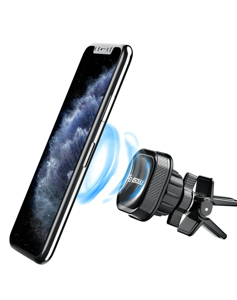 Esoulk Magnetic Car Phone Mount - Universal Air Vent Cell Phone Holder, Hands-Free Strong Magnet Auto Mount, 360° Rotation, Compatible with iPhone