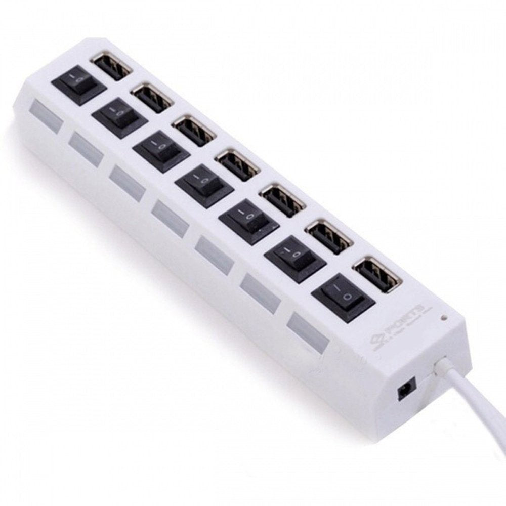 Micro USB Hub 2.0 7Port Hub USB with ON/Off Switch USB Splitter Adapter High Speed Peripheral Accessorie for Tablet Laptop