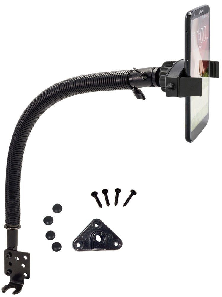 ARKON Mounts Mobile Grip 2 Phone Holder with Car Seat Rail or Floor Mount, For Cars and Trucks, High-Strength Flexible Arm, Compatible with iPhone