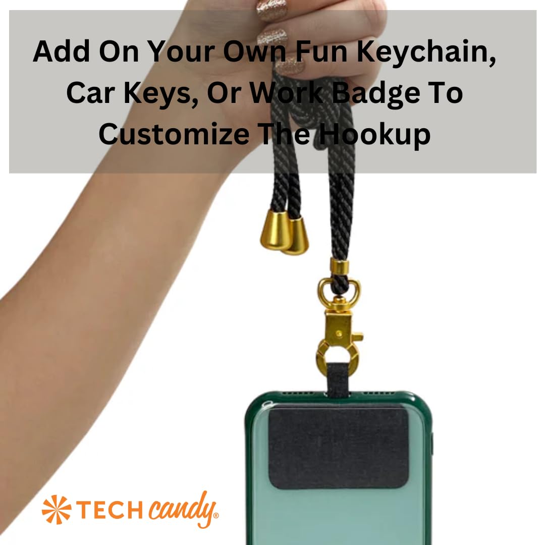 Tech Candy The Hookup Universal Lanyard Mobile Cell Phone Strap, Dark Slate - Quality, Wrist, Neck, Crossbody, Adjustable