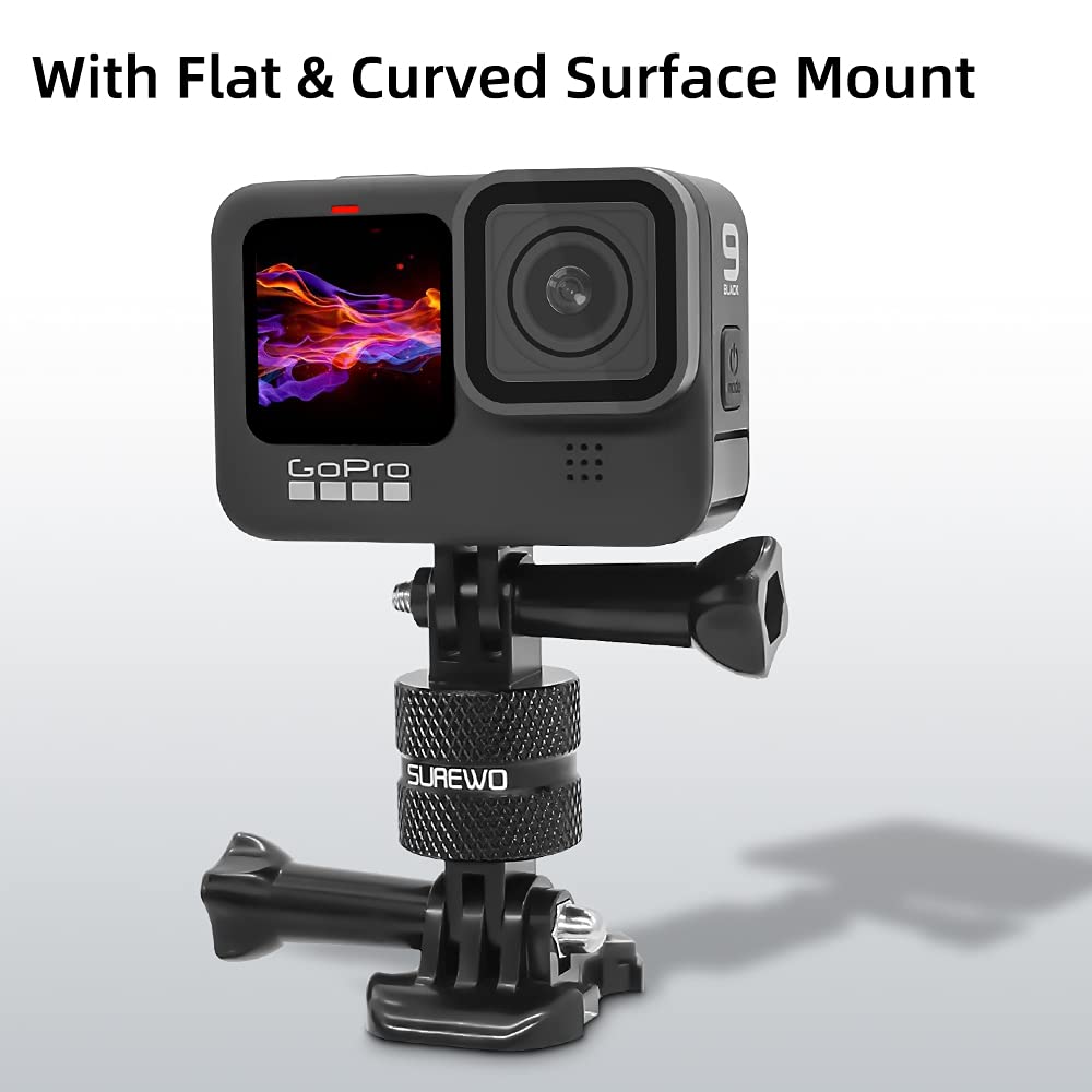 Aluminum 360 Degree Rotation Camera Mount, Metal Bracket Adapter, Aluminum Adapter Camera Mount Compatible with GoPro Hero 13/12/11/10, DJI Action 6/5