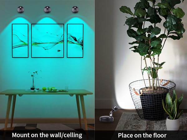 LEASTYLE Wireless Spotlight Indoor,Battery Operated Grow Light for Plants with Remote, LED Cordless Dimmable Picture Lights for Wall Paintings Artwork