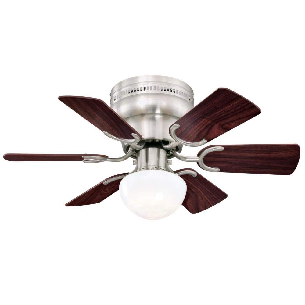 Ciata Lighting Petite 30-Inch Indoor Ceiling Fan in Brushed Nickel Finish with Dimmable LED Light Fixture in Opal Mushroom Glass with Reversible