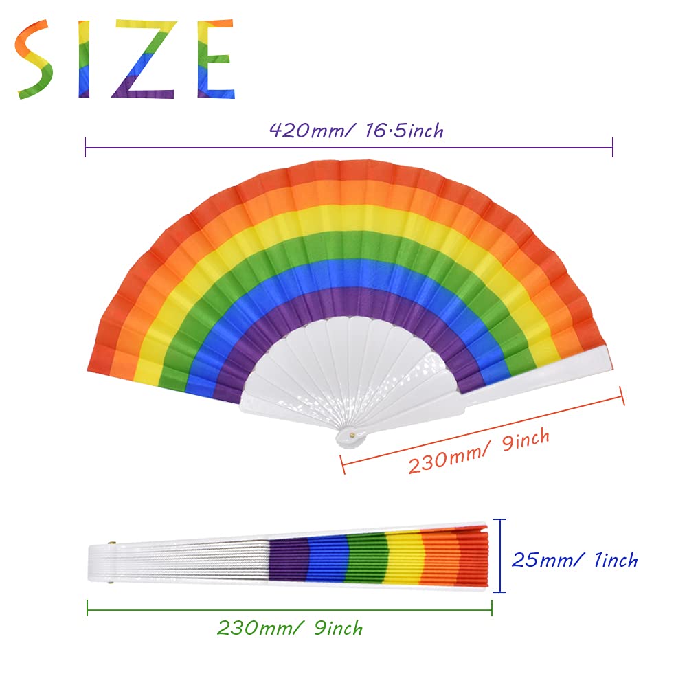 Renashed 6 Pack Pride Rainbow LGBT Fan Plastic Folding Fan Gay Pride LGBT Fans for EDM, Music Festival, Club, Event, Party, Dance, Performance, Gift