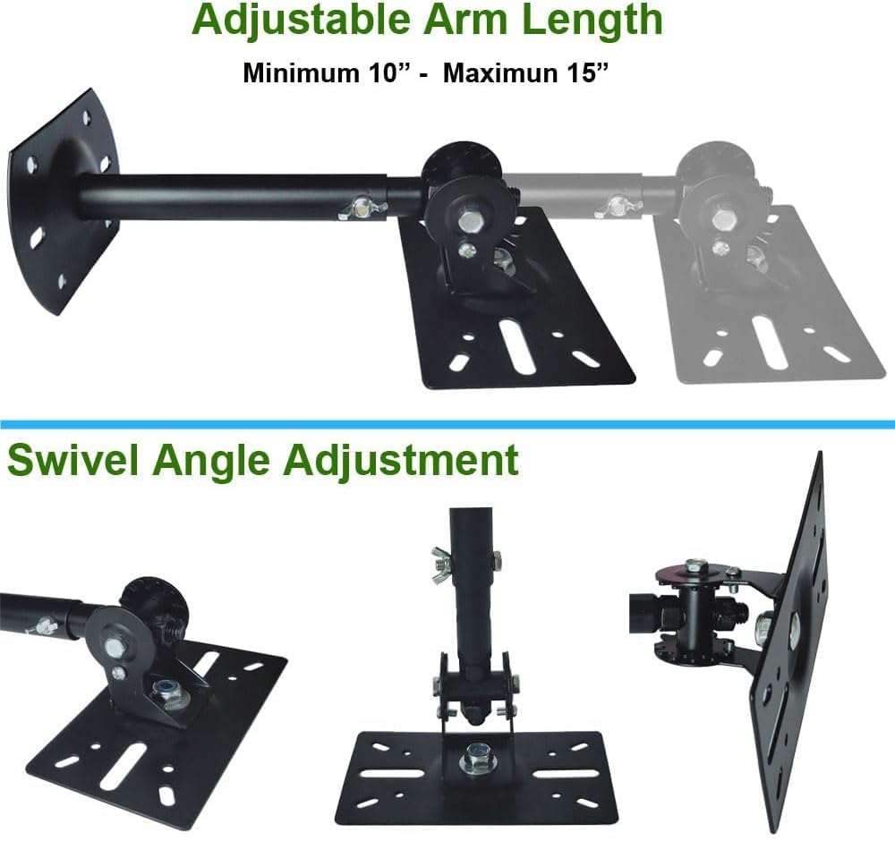 Yuarisx Speaker Wall Ceiling Mount Bracket w/Adjustable Swivel Tilt, Hold up to 66lbs, Retractable Telescopic Arm for Home Surround Sound System