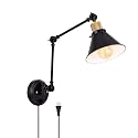 TRLIFE Wall Sconce Plug in, Dimmable Wall Sconce with Switch Swing Arm Wall Lights Plug in Wall Mounted Light Wall Sconces Lighting with 6FT Plug in