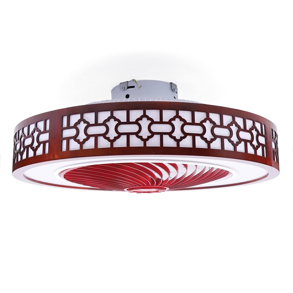 YIYIBYUS 22 Inch Ceiling Fan Lights with Controller Control,Chinese Style Invisible Circle Semi Flush Mount Chandelier Fan for Indoor Kitchen Bathroom