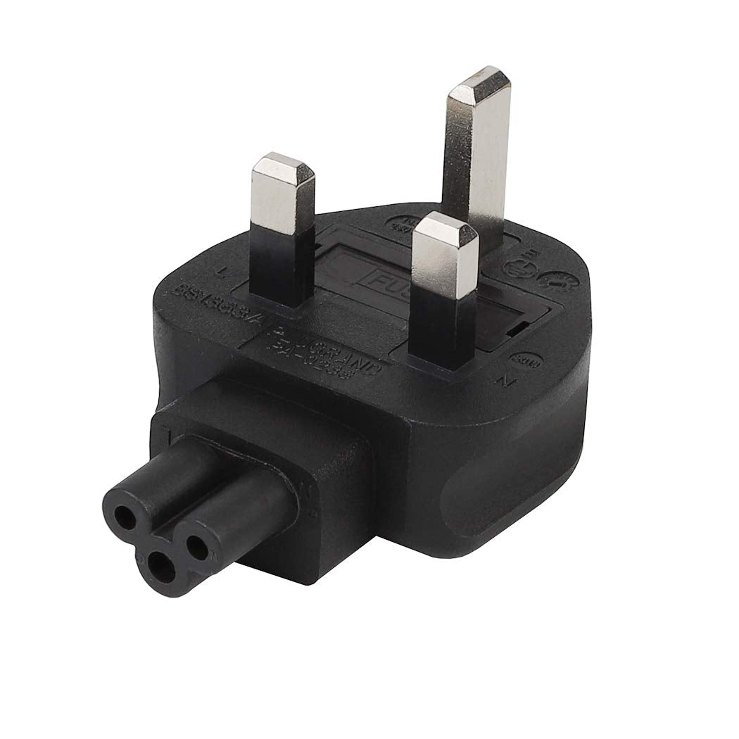 Tekit UK 3 Pole Male to IEC 320 C5 AC Power Adapter with 3A Fuse,UK BS1363 to IEC320 C5 PDU/UPS Server, UK Plug. Britain Converter (UK to C5)