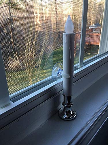 Wondise Flameless Window Candles with Remote and Timer, Battery Operated Silver Holders and Suction Cups White Candles for Christmas Home Decoration