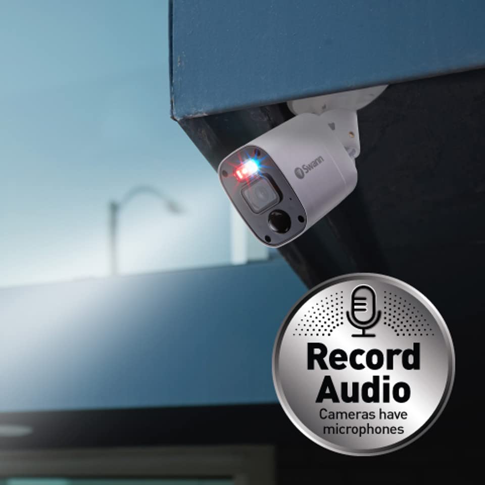 Swann Enforcer™ 4K Add-On Indoor/Outdoor Bullet Camera - PRO-4KMQB 2 Pack with Siren and Mic
