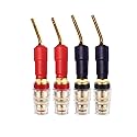 Funayama Pin to Banana Jack Adapter 4-Pack, 24K Gold Plated Speaker Wire Connector, Compatible for Yamaha, Denon, Marantz Amplifier Receiver, Home