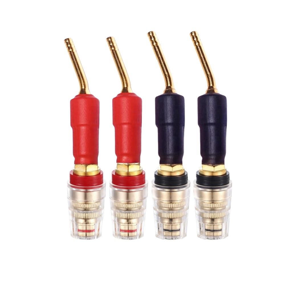 Funayama Pin to Banana Jack Adapter 4-Pack, 24K Gold Plated Speaker Wire Connector, Compatible for Yamaha, Denon, Marantz Amplifier Receiver, Home