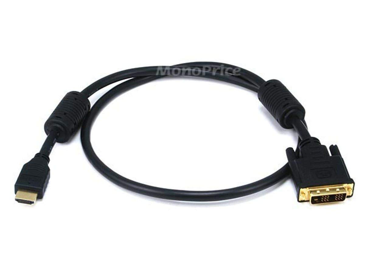 Monoprice High Speed HDMI to Adapter DVI Cable with Ferrite Cores - 1080p Resolution, x.v.Color, 28AWG, 3 Feet, Black