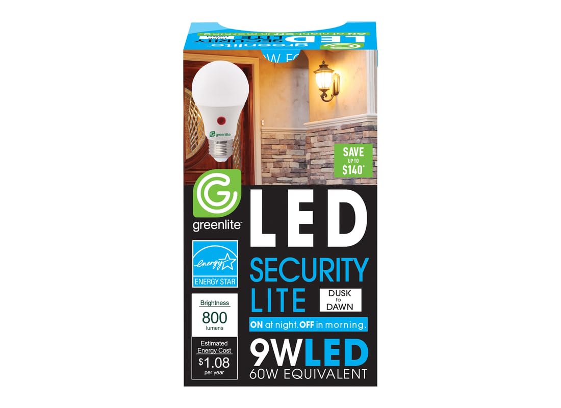 Greenlite A19 E26 (Medium) LED Dusk to Dawn Bulb Bright White 60 Watt Equivalence 1 pk - Case of: 1;