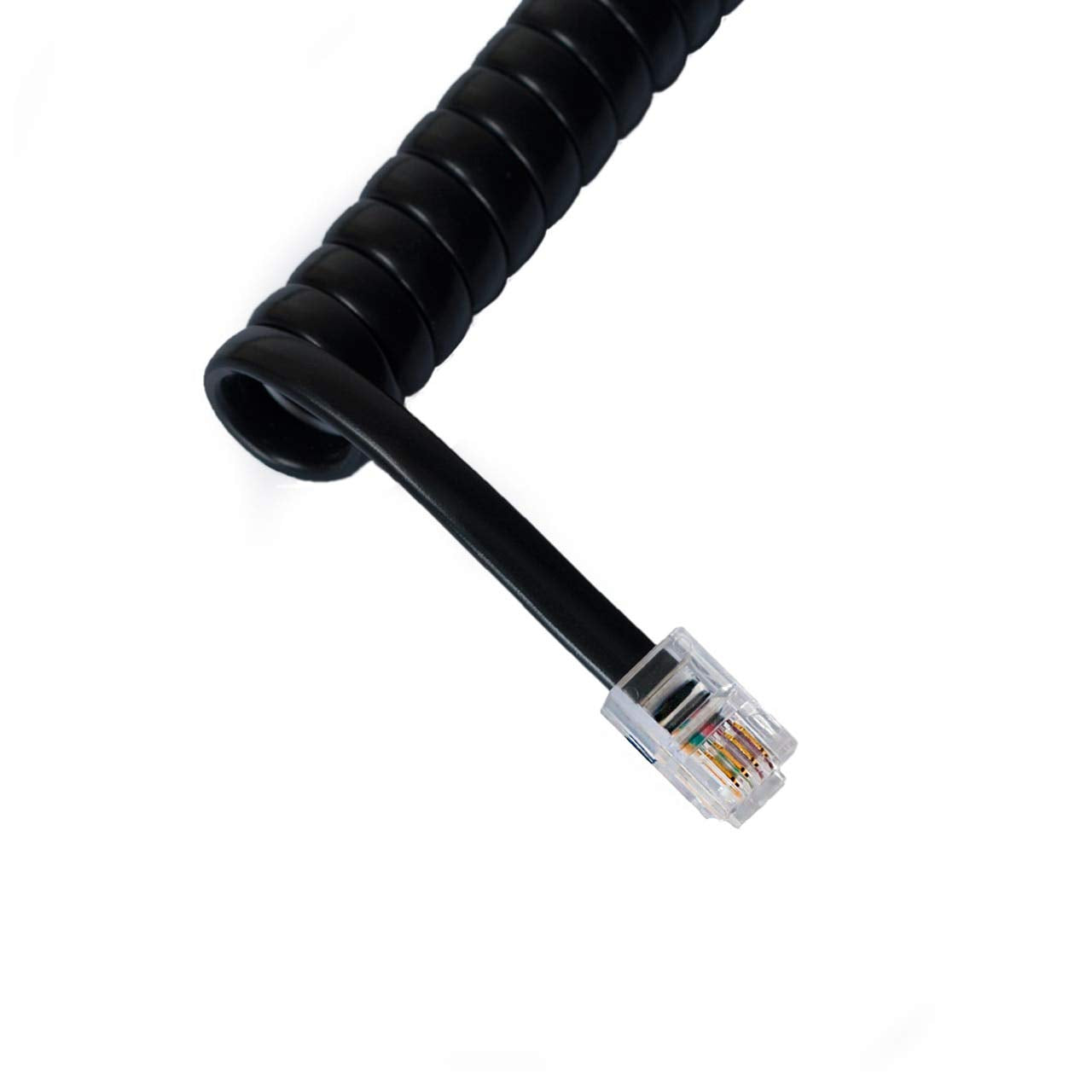 Cablesys GCHA444025FFB Telephone Handset Cord With Flat Black Cable With 1.5 Inch Lead 25 Ft