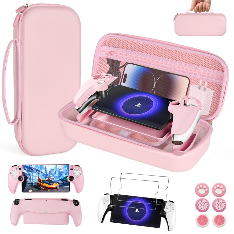 EIELST Accessories Bundle for Playstation Portal Remote Player - Cute PS5 Portal Accessories Kit with Carry Case, Protective Cover Case Set and 2 Pack
