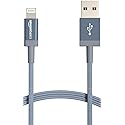 Amazon Basics Fast Charging USB-A to Lightning Nylon Braided Charger Cable, MFi Certified for Apple iPhone and iPad, Durable, 3 Foot, Dark Gray