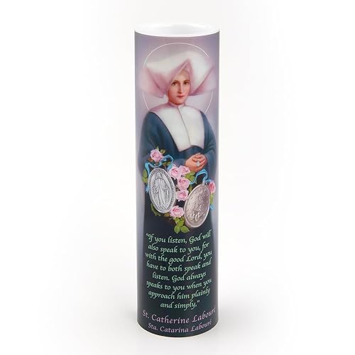 THE SAINTS COLLECTION St Catherine, LED Flameless Devotional Prayer Candle