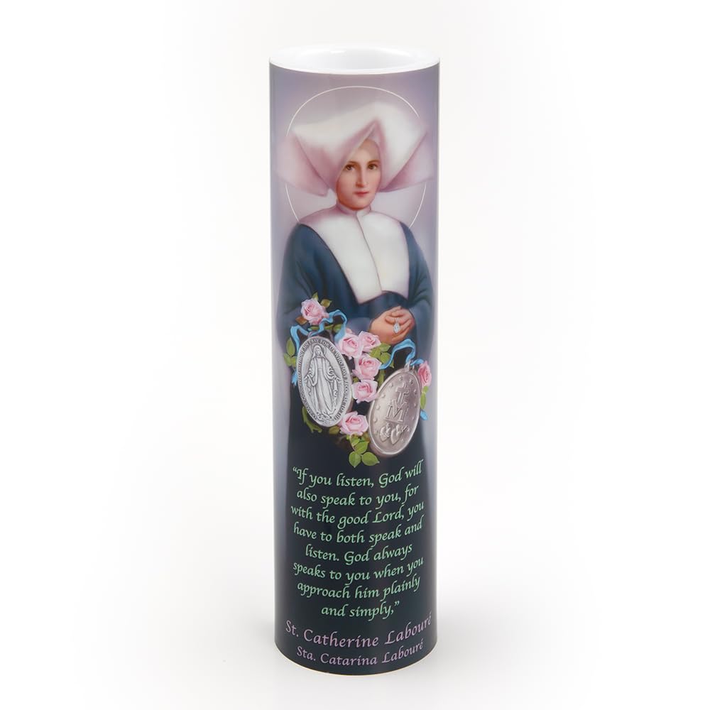 THE SAINTS COLLECTION St Catherine, LED Flameless Devotional Prayer Candle