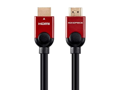 Monoprice 109305 HDMI High Speed Cable - 15 Feet - Red, 4K@60Hz, HDR, 18Gbps, 28AWG, YUV 4:4:4 - Select Metallic Series