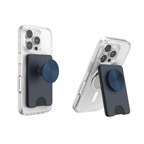 PopSockets Kick-Out Wallet for MagSafe, Adjustable Kickstand, Magnetic Stand, Blue - Navy
