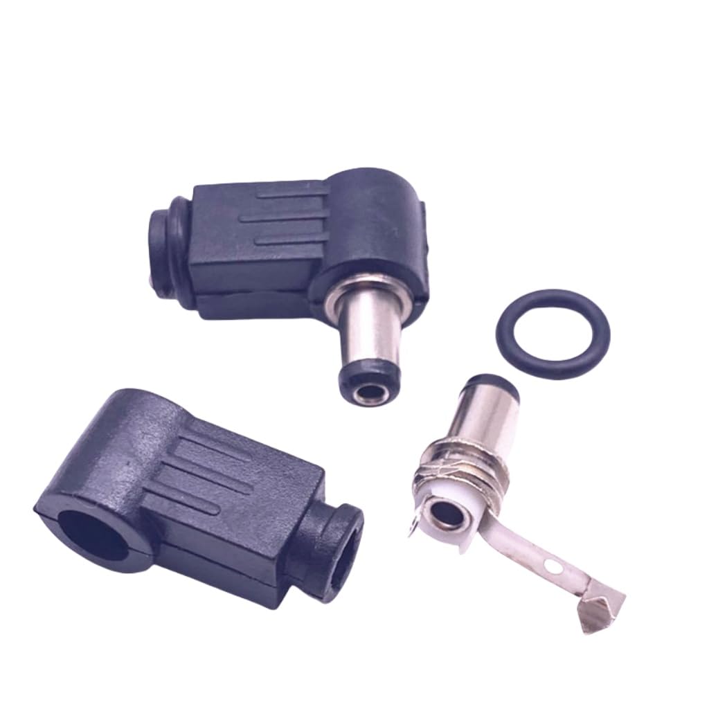 Lzzvibo 10Pcs Right Angle DC Power Supply Male Plug Welding Cord Connector 90-Degree 5.5 * 2.5mm DC Jack Charger Socket Soldering Plug Adapter Wiring