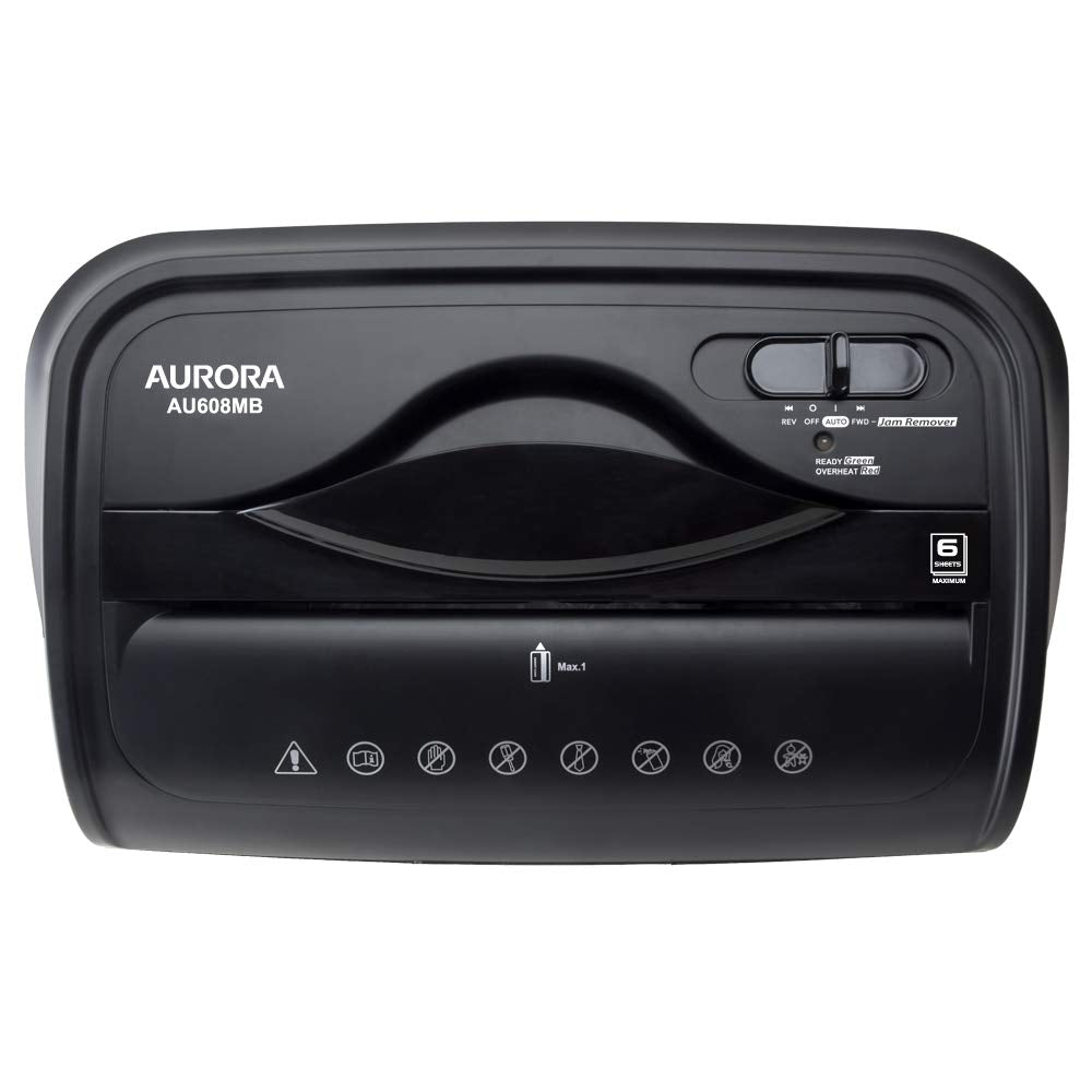 Aurora AU608MB High-Security 6-Sheet Micro-Cut Paper Credit Card Shredder with 3.5-Gallon Wastebasket, 4-Minute Continuous Running Time, Security