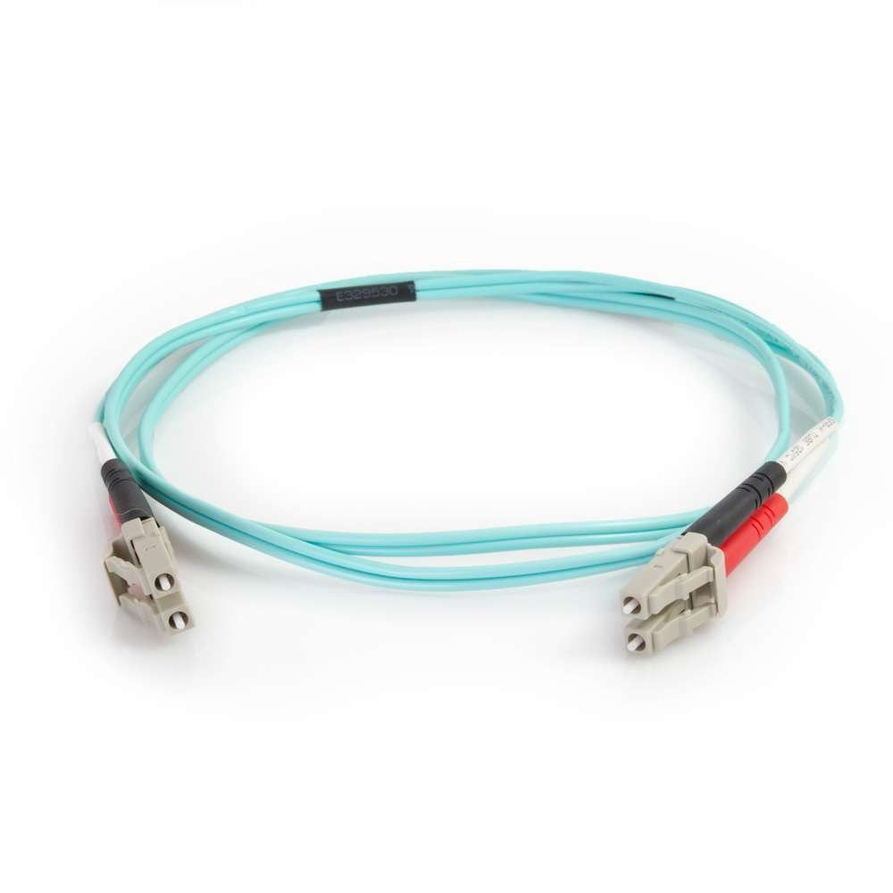 C2G 01000 OM4 Fiber Optic Cable - LC-LC 50/125 Duplex Multimode PVC Fiber Cable, Aqua (13.1 Feet, 4 Meters)