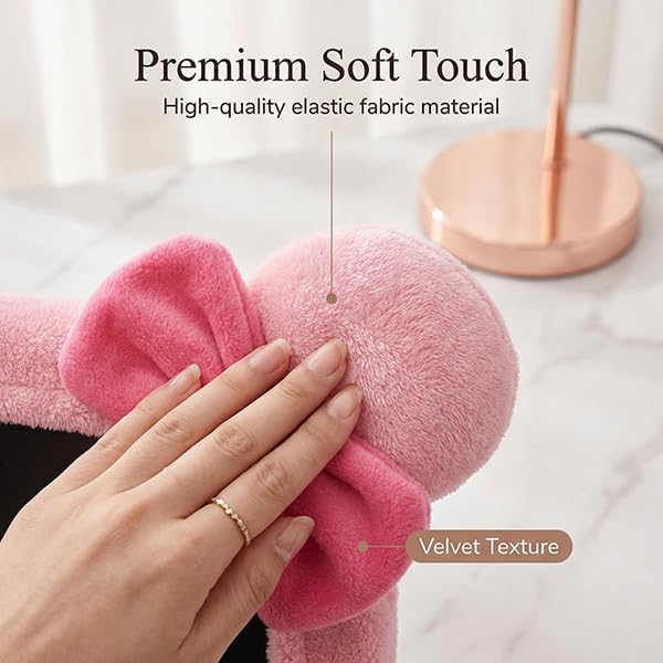 Monfurise 1 Pcs Cute Cat Ear Computer Monitor Cover, Kawaii Pink Dustproof Screen Protector for 20-29 Inch Display, Soft Elastic Fabric Monitor Dust