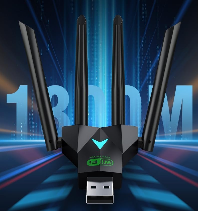 AC1300 USB WiFi Adapter, Suitable for PC Desktop 2.4G/5G Dual Band 1300M Wireless Network Adapter, WiFi Dongle, Supports Windows 11/10/8.1/8/7/XP/Mac
