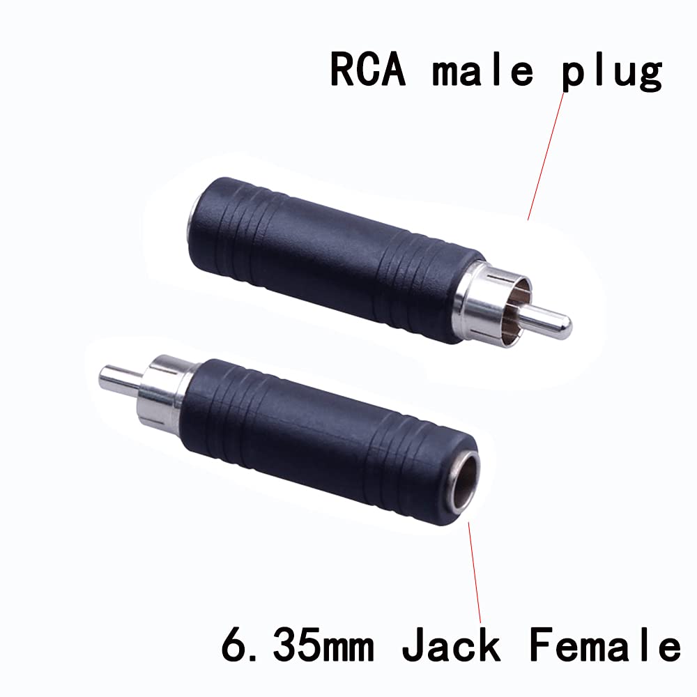 rgzhihuifz 6.35mm to RCA Adapter RCA Male Plug to 6.35mm 1/4 Inch Mono Female Audio Mic Plug Adapter Jack Converterr (3 Pack)