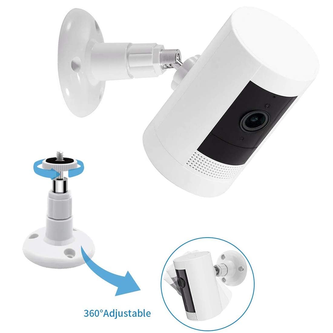 2Pack Camera Wall Mount Compatible with R-ing Stick Up Cam Battery/Outdoor Cam Plus/Pro/Plug-in/Indoor Cam (1st Gen), 360 Degree Adjustable Mounting