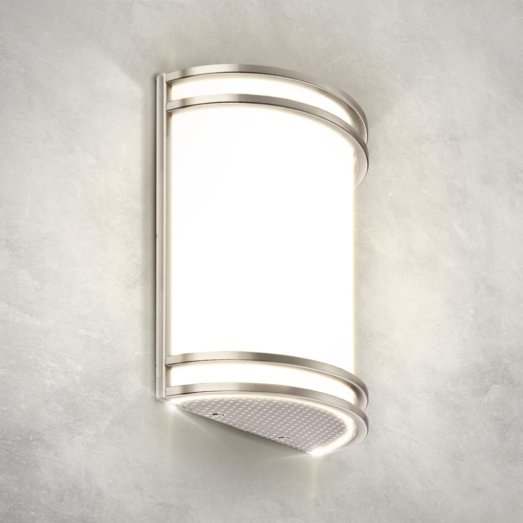 ASD LED Indoor Wall Mount Light Fixture - 10 Inch 15W Modern Interior Brushed Nickel Dimmable Wall Sconce Light - ETL 3000K 4000K 5000K Adjustable
