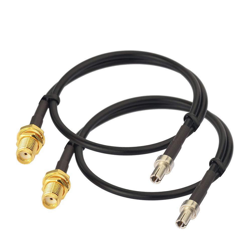 Eightwood TS9 Male to SMA Female Bulkhead External Antenna Adapter Cable 12 inch (2-Pack) for 4G LTE AT&T USB Modem MiFi Hotspot Nighthawk MR1100