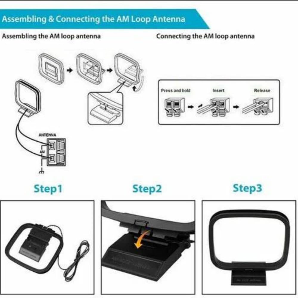 AM Loop Antenna with 2 Pin Bare Wire Compatible with Pioneer Onkyo Yamaha Marantz Pyle Indoor Radio Bluetooth Home Stereo Receiver AV Audio Video Home