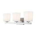 Canarm Hartley 3-Light Brushed Nickel Vanity Bath Light Fixture, Flat Opal Glass - 1 Each