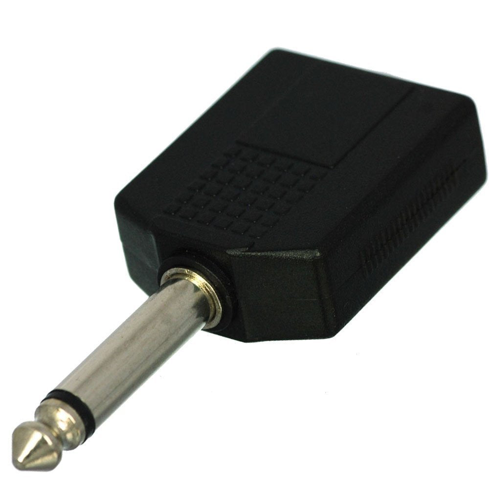 CESS 6.35mm 1/4 Inch Mono Male to 2 Female Splitter Adapter - 1/4 TS Male to Dual TS Female (2 Pack)